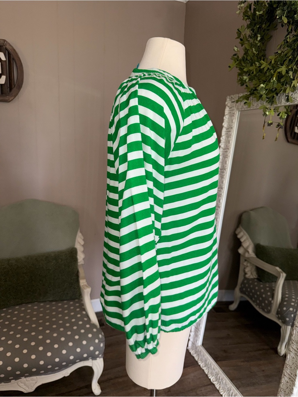 Escapada Green Stripe Tunic Top – Size Sm - Picture 13 of 14